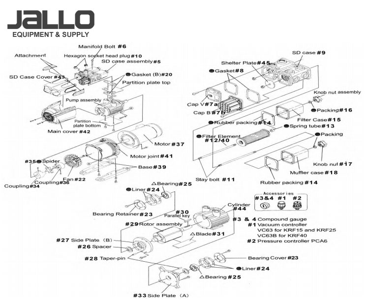 Orion Vacuum Pump krf-12 part breakdown image